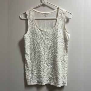 Loft White Sleeveless Top w/ Sequin Detailing Size Small Petite